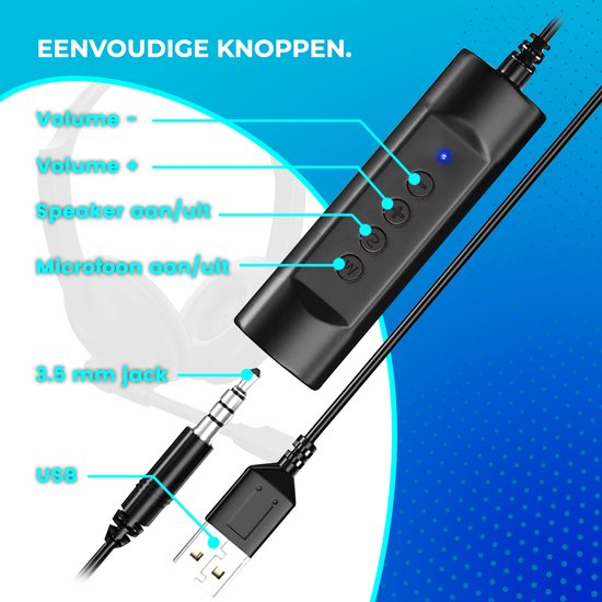 Headset met Microfoon voor Laptop en PC - Business Headset - Koptelefoon voor Video Bellen - USB