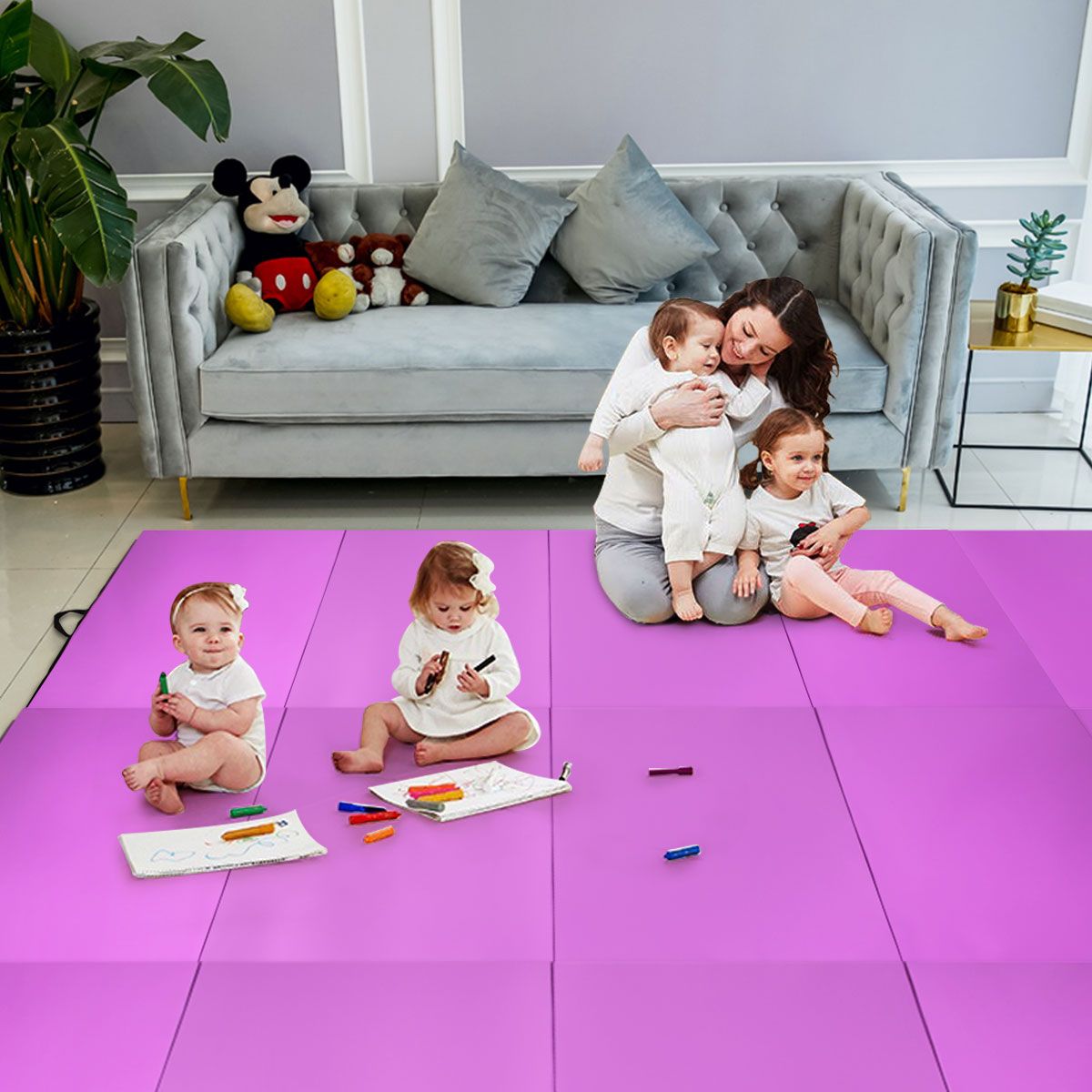 Coast Opvouwbare Fitnessmat - gymnastiekmat met handgrepen - klittenbandsluiting - paars 240 x 116 x 5 cm