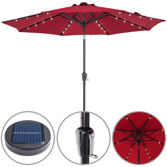 Kingsleeve Parasol - LED-Verlichting Zonne-energie - Ø270cm Rood