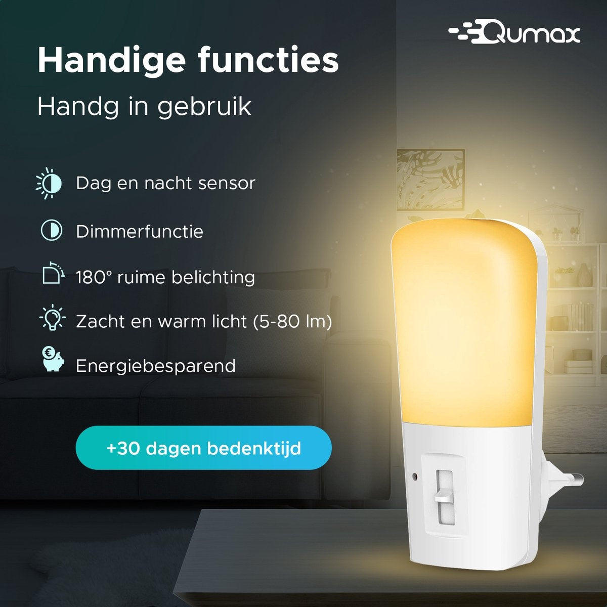 Qumax LED Nachtlampje Stopcontact 2 stuks - Dimbare Nachtlampjes met Sensor - Nachtlampje Babykamer - Nacht Lamp - Dag en Nacht Sensor - Kinderen & Baby - Wit