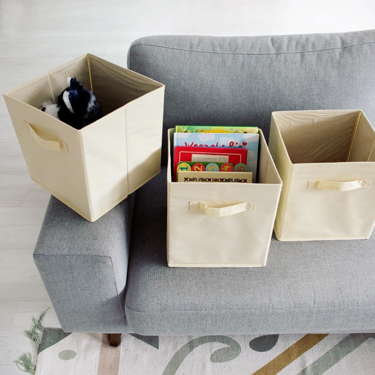 LifeGoods Kast Organizers - 6 Stuks - 20L - Textiel - Beige