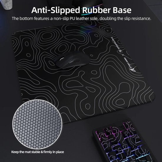 ATTACK SHARK CM05 Tempered Glass Gaming Mouse Pad - Glazen Muismat - Ultra-Smooth Surface - 9H Tempered Glass - 45*40CM - eSport Gaming Mousepad - White Contour Line