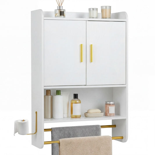 Coast Hangende Badkamerkast - twee deuren - verstelbare legplanken - zwart/wit - 55 x 20 x 80 cm