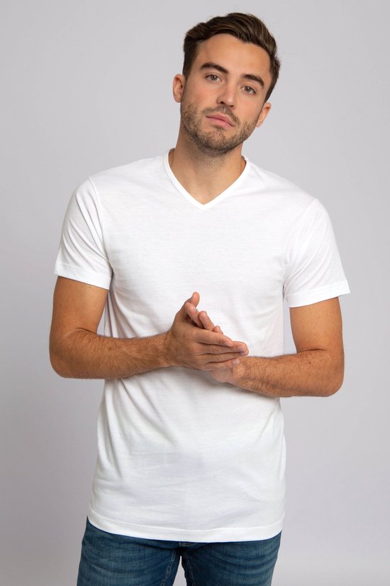 Alan Red - Vermont T-shirt V-hals Wit 3-pack - Heren - Maat XL - Regular-fit