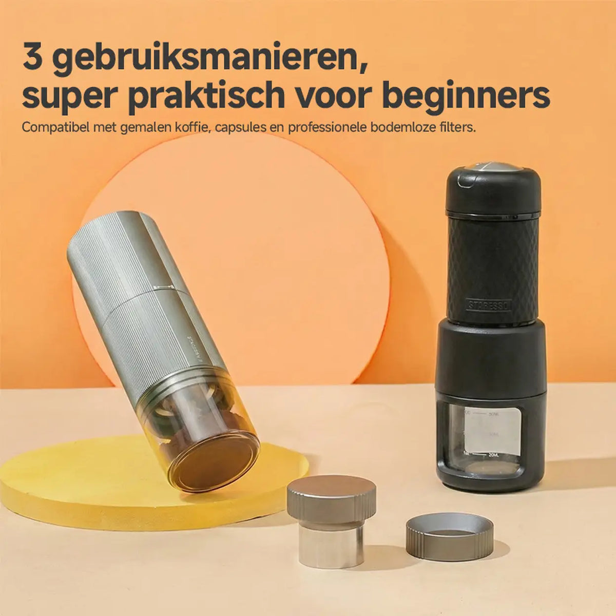 STARESSO draagbare handmatige espressomachine - capsules en gemalen koffie