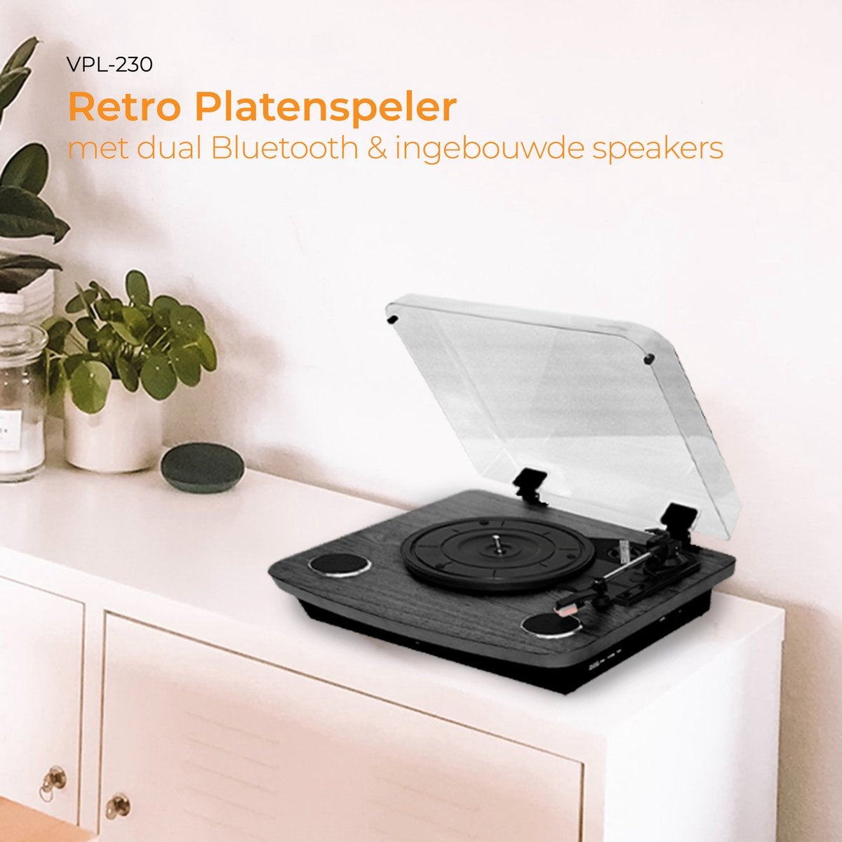 Denver Platenspeler Dual Bluetooth - Ingebouwde Speakers - USB - Retro - VPL230B