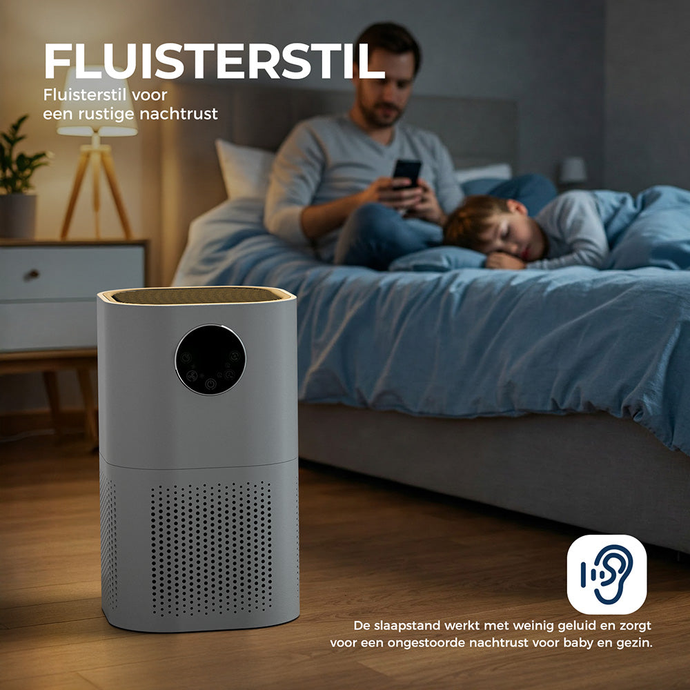 Rouny luchtreiniger voor thuis, H13 echt HEPA-filter, CADR 150 m³/u, bereik 20-50 m², slaapmodus ≤25 dB, luchtkwaliteitsdisplay, 4 ventilatorsnelheden voor huisdieren en slaapkamer, AP-T1