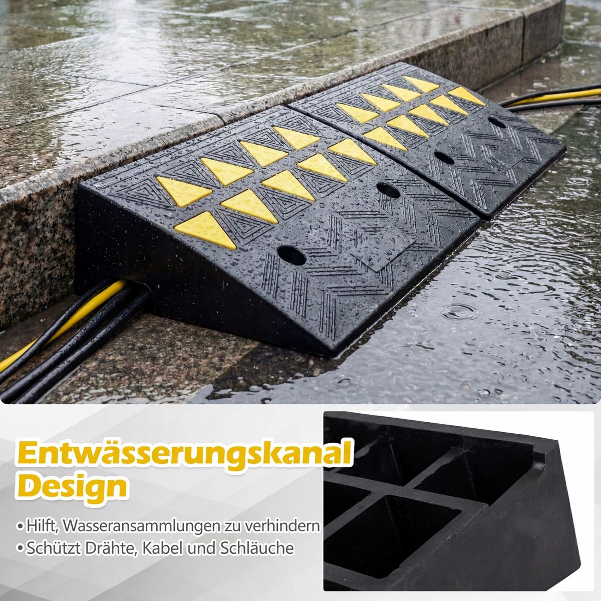 Coast Drempeloprijplaat Set van 2 - 15 ton draagkracht - antislip - zwart/geel - 48 x 33 x 13 cm
