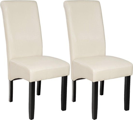 tectake® - 2x Eetkamerstoel Eetkamerstoelen Set - ergonomisch - creme - 401295