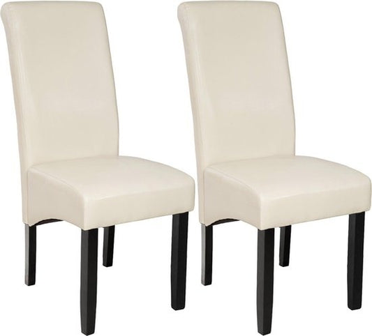 tectake® - 2x Eetkamerstoel Eetkamerstoelen Set - ergonomisch - creme - 401295