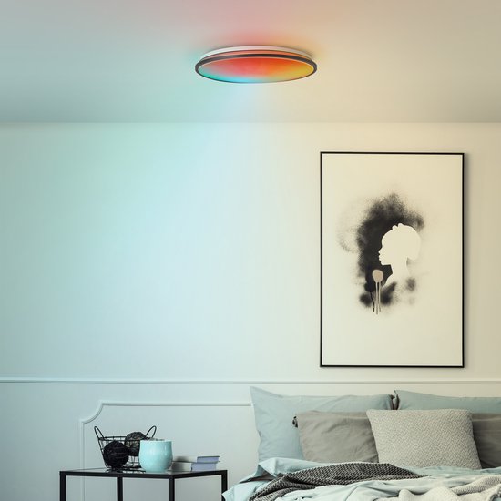 Brilliant Heida Plafondlamp – Ø 49 cm – LED Ingebouwd – Dimbaar & RGB – Zwart