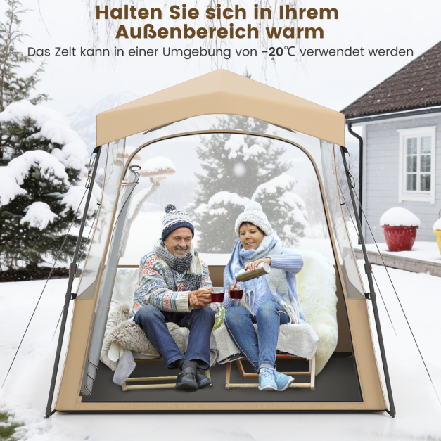 Coast Transparante Pop-Up Sporttent – Outdoor Tent 160 x 160 x 176 cm – Bruin
