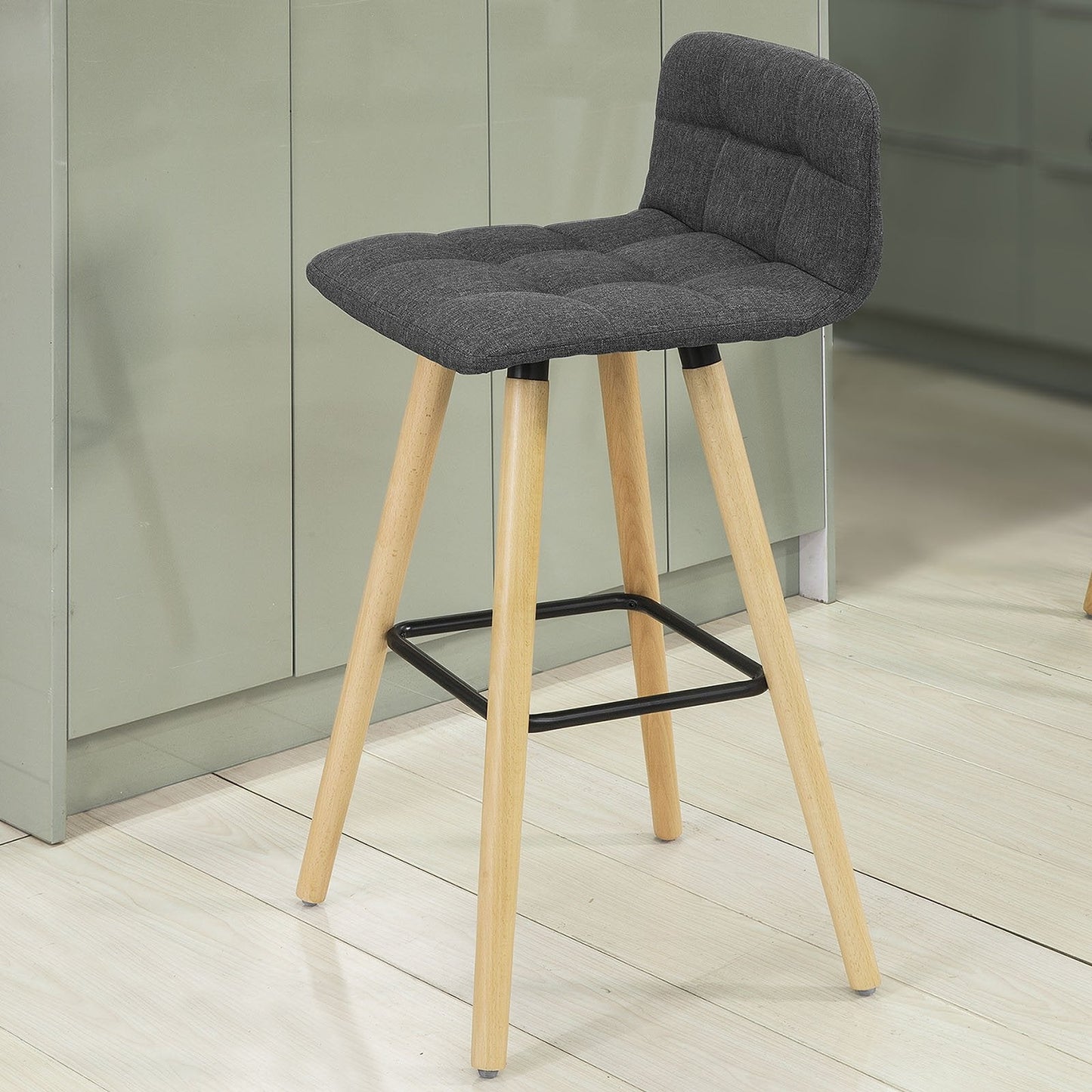 SoBuy set van 2 Barkrukken - Met Rugkruk - Donkergrijs - 92x44x44 cm - 68 cm Zithoogte