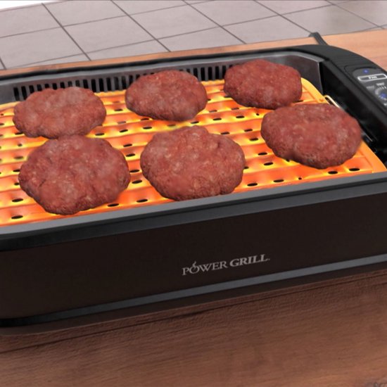 PowerXL Smokeless Grill- Elektrische Grill - Rookloos & geurloos grillplezier - met grillplaat & aromafunctie - antiaanbaklaag - met thermoglas deksel - binnengrill - 1500 Watt - Mail Order Edition