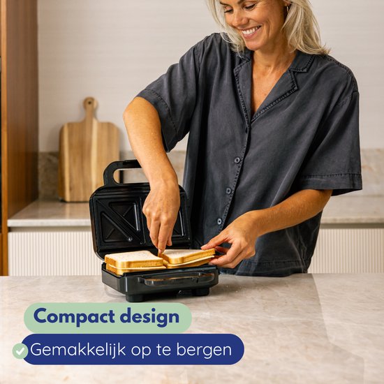 Safecourt Kitchen Tosti-apparaat – 3-in-1 tosti-ijzer, wafelijzer én contactgrill – Uitneembare PFAS-vrije platen & vaatwasserbestendig – compact – snel warm – Contactgrill