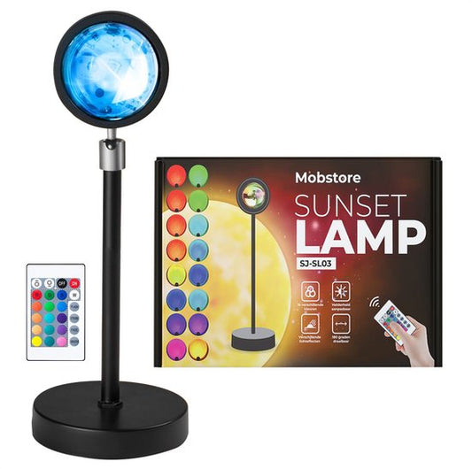Mobstore Sunset Projector – 16 Kleuren LED – 360° Draaibaar – Ø7 x 27 cm – Incl. Afstandsbediening – Zwart