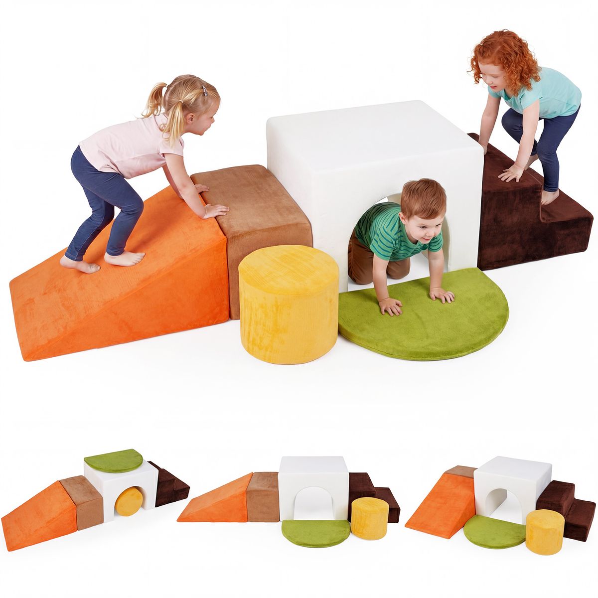 Coast Zachte Klimblokken Set - 6-delig - Fluweel - Voor Binnen - Roze/Rood/Wit