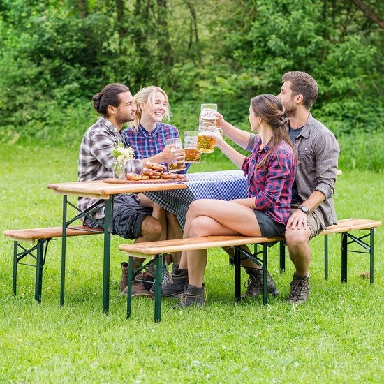 TecTake - Biertafel met banken, campingtafel, opklapbaar