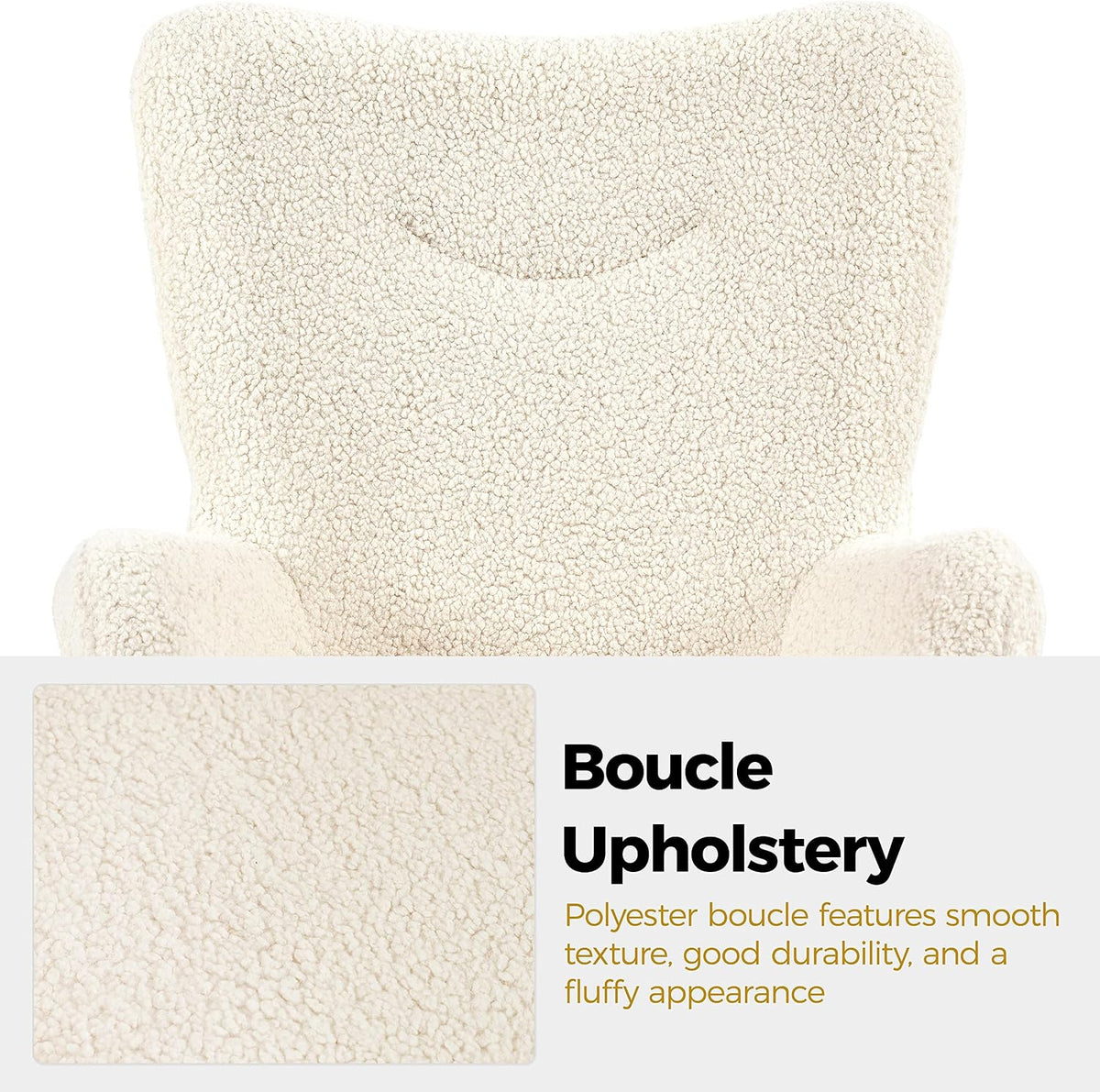 Yaheetech Oorfauteuil met Voetenbank – Teddy Stof – Ivoorwit – 67,5 x 70 x 97,5 cm