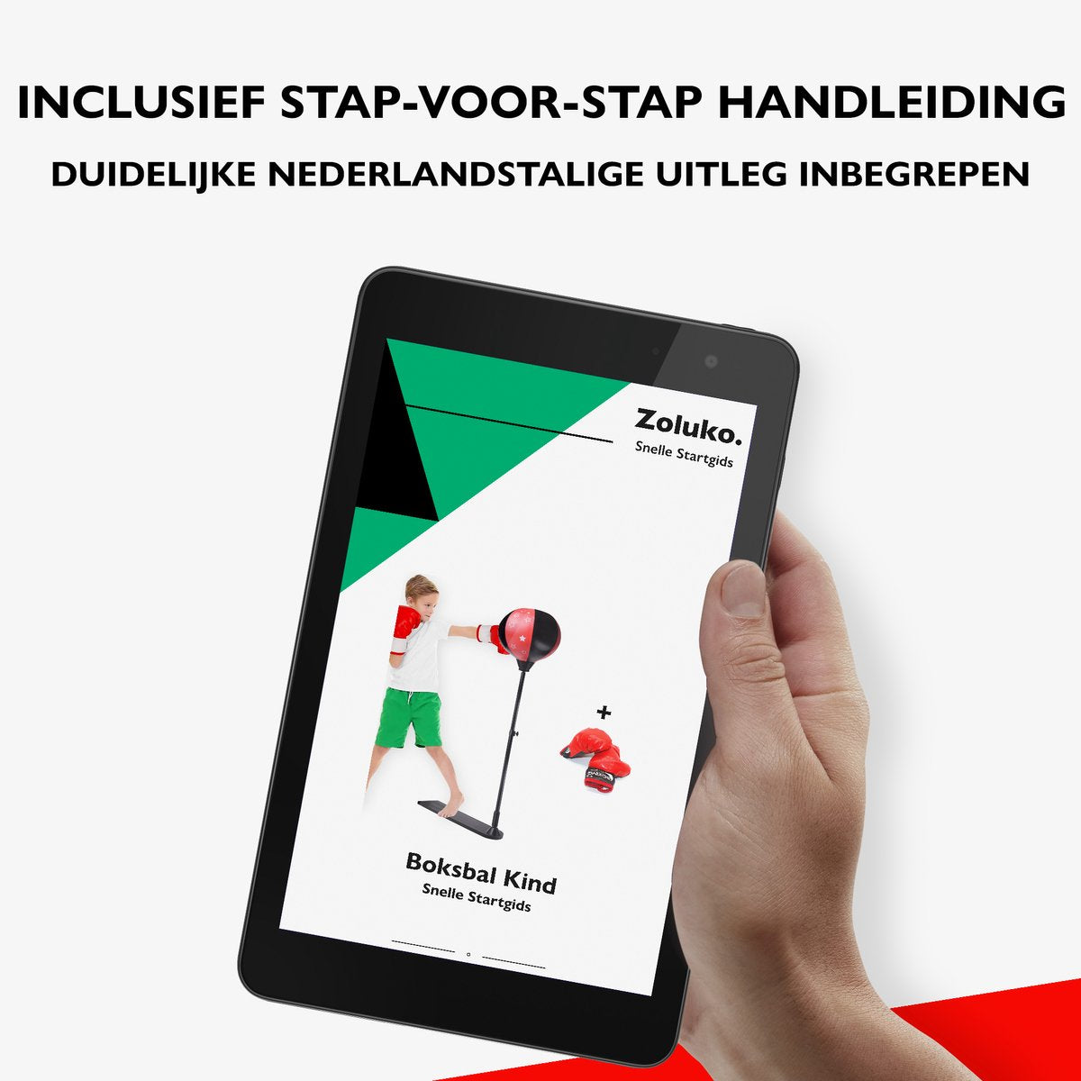 Zoluko Boksbal op Voet voor Kinderen - Incl. Bokshandschoenen en Opblaaspompje - Verstelbaar in Hoogte - Voor Binnen en Buiten - Boksbal op Standaard - Bokstrainer – Bokspaal - Boksset Kinderen - Boksbal Staand - Boxing - Thuis sporten - Zwart/Rood