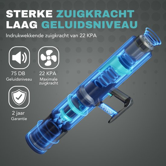 Achaté Draadloze stofzuiger – 4 Opzetstukken – 300W – 25,9V – 2,5 kg – Zwart