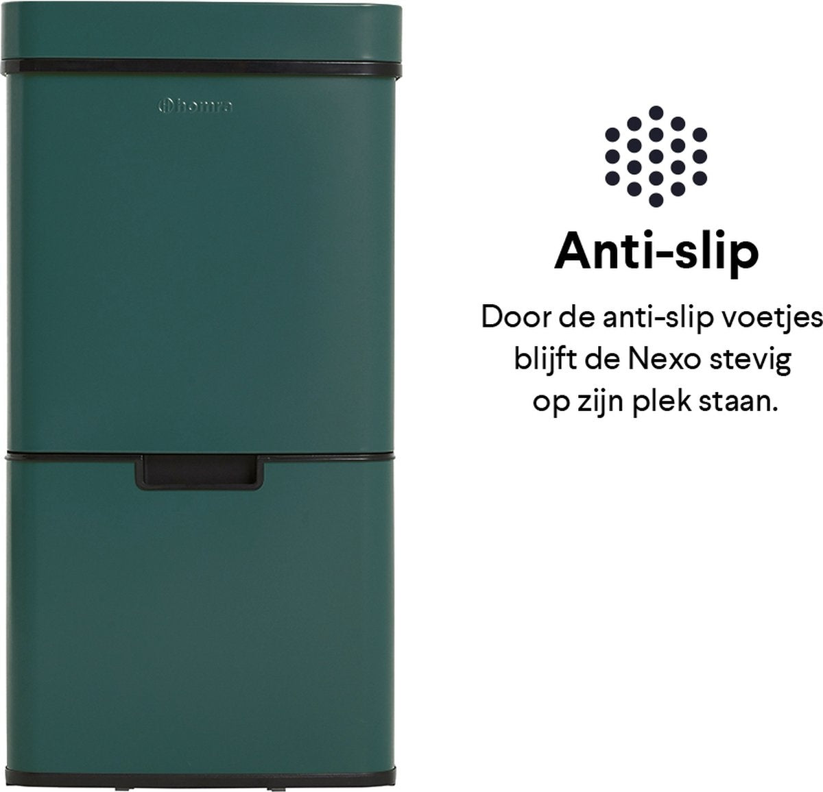 Homra NEXO Prullenbak Afvalscheiding 3 vakken - 72 Liter (2x12 + 48 L) met infrarood Sensor - Design Trio Afvalemmer RVS - Groen - Afvalscheidingsprullenbak - Keuken Afvalemmer - Petrol Groene Recycle Afvalbak - Hygiënisch - Kantoor - Elektrisch