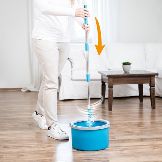 Livington Clean Water Spin Mop friswater-dweilsysteem inclusief reiniger en pads - scheidt vuil water van schoon water - Dweilmop voor elke vloer - 360° draaibare dweilkop - Mail Order Edition