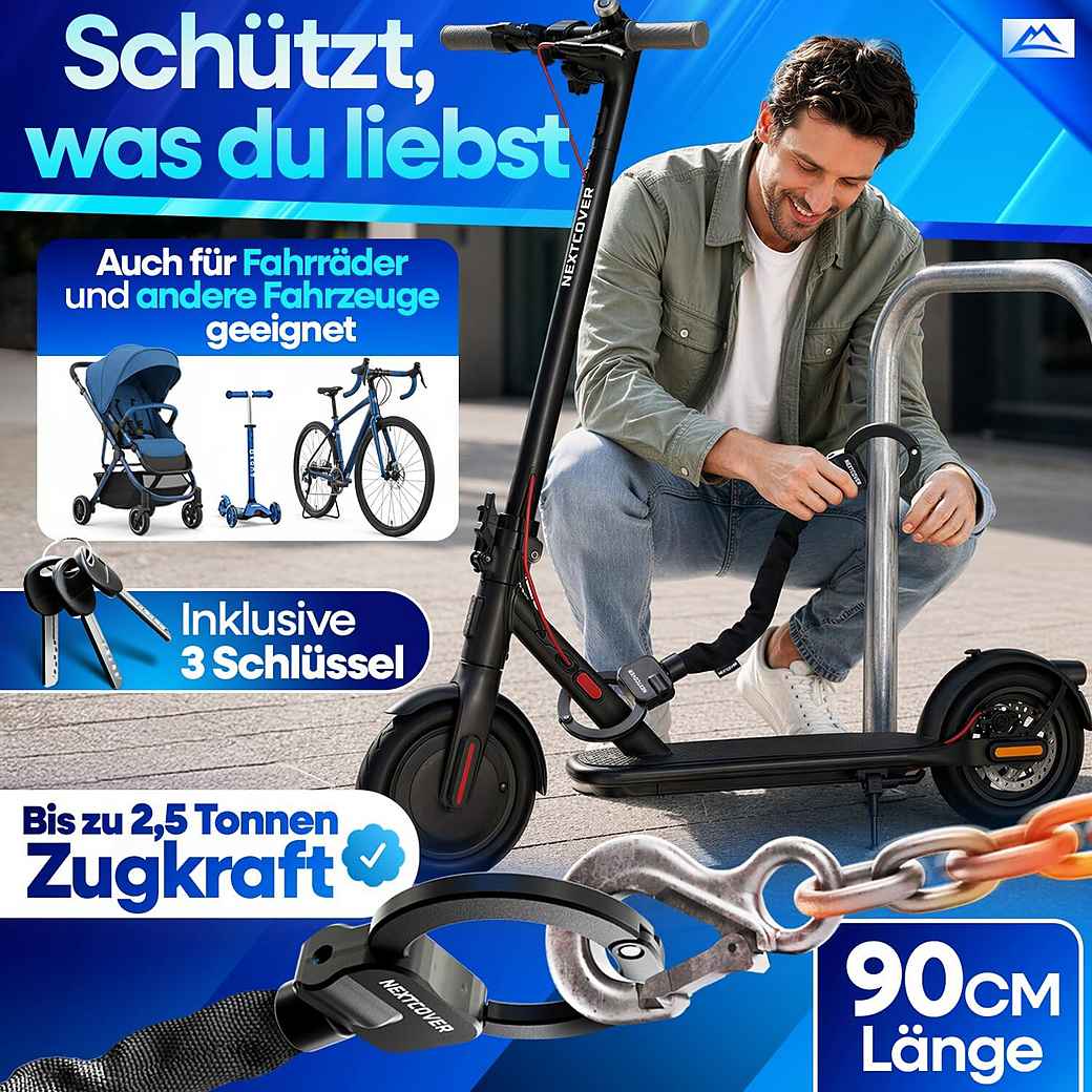 NEXTCOVER E-Scooter Slot - Kettingslot - 90 cm - Steel-Secure - 3 Sleutels