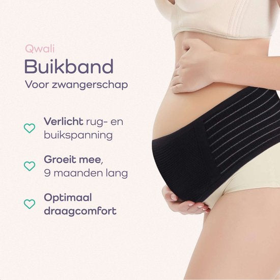 Qwali Zwangerschap buikband en bekkenband voor Postpartum - Zwangerschapskleding - Zwart