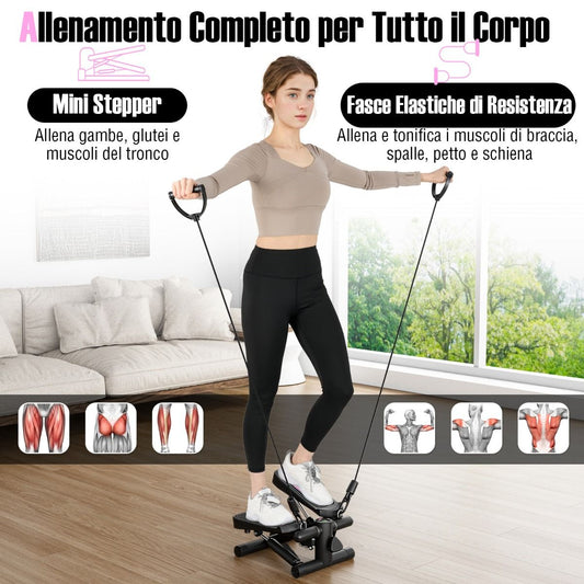 Coast Mini-stepper met weerstandsbanden - verstelbare intensiteit - compact en stil - zwart