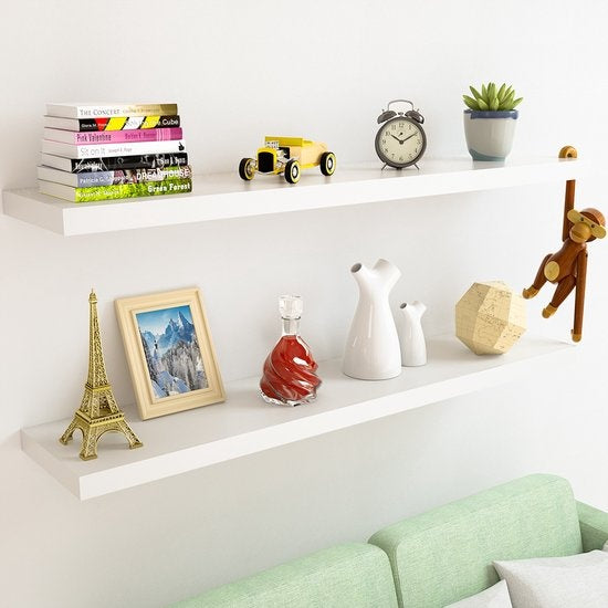 Casaria Wandplank – 2 St. 90 cm 15kg Belastbaar – Wit mat