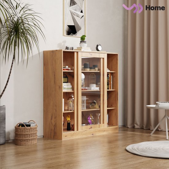 VDD Home - Vitrinekast met glas - Buffetkast - 120 x 120 x 37 - Hout