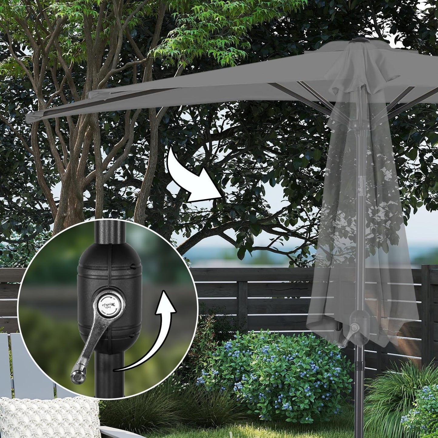 Angel Living Balkonparasol - Halfrond - 265 x 130 cm - Grijs