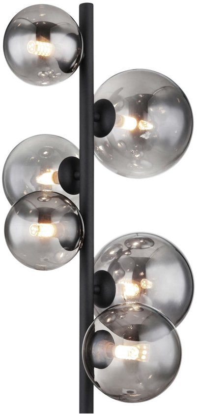 Vloerlamp RIHA Glas 155.0cm Mat zwart | Smoked G9 6-Lichts