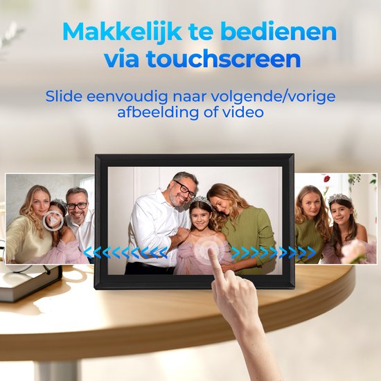 Digitale Fotolijst met Wifi - 10,1" Touchscreen & 160GB - met App - Digitale Fotokader - Zwart - van Saaf