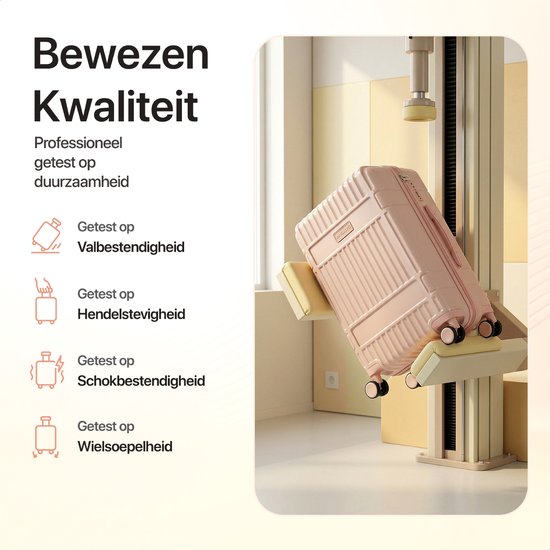 SKYCASES Classic Heritage - Grote Reiskoffer - TSA Slot - 76x52x30 cm - 100L - XL Rolkoffer - 360° geruisloze wielen - Lichtgewicht - Trolley - Roze