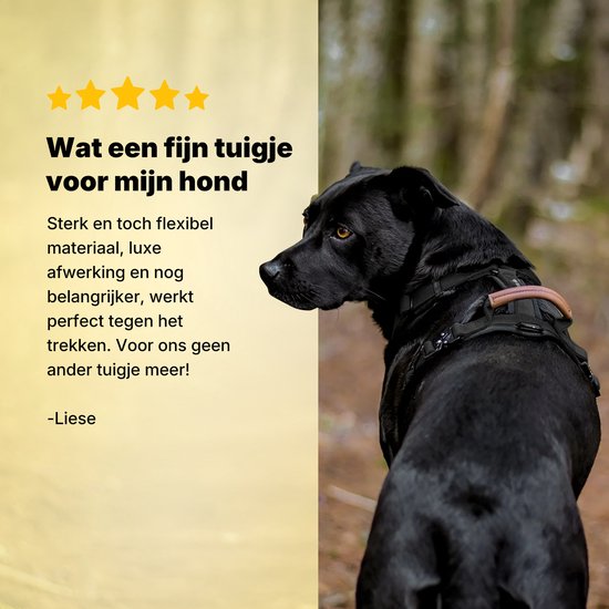 Jake en Jacky Hondentuigje Grote Honden - Anti-Trek Tuig - Y Tuig Hond - Hondenharnas - Zwart - Maat XL