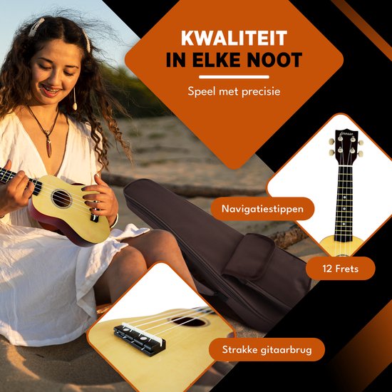Finesse Ukelele - Starterset - 21" - Ukulele - Speelgoed Gitaar - Kind - Muziekinstrument - Houtkleurig