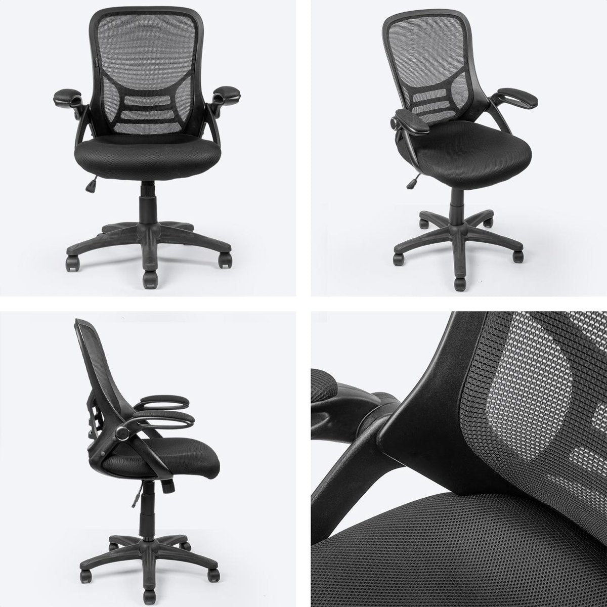 LifeGoods Ergonomische Bureaustoel - Office Chair - Verstelbaar - Volwassenen - Zwart