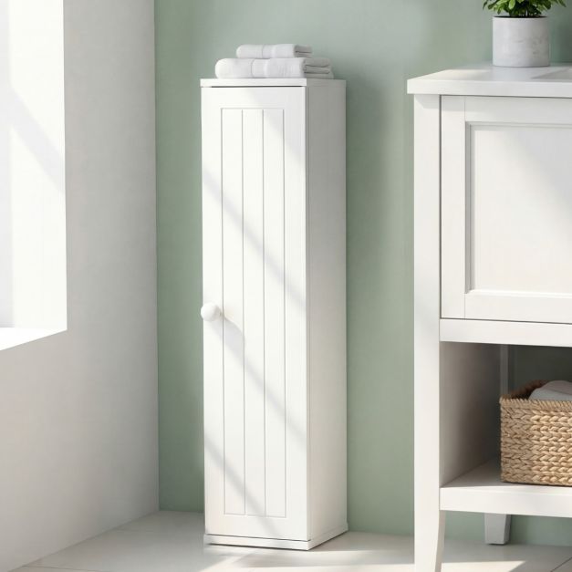 Coast Smalle Toiletkast – 5 Opbergvakken – 17 x 16 x 69 cm – Wit