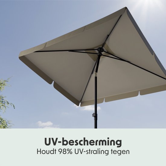 LifeGoods Parasol - Tuin - Balkonparasol - 200x125cm - 30° Kantelbaar - Waterdicht - UPF50+ - Taupe