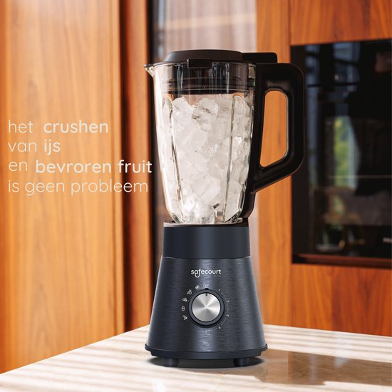 Safecourt Kitchen Power blender - 5 automatische programma's - Smoothie maker - 1000 Watt - Zwart