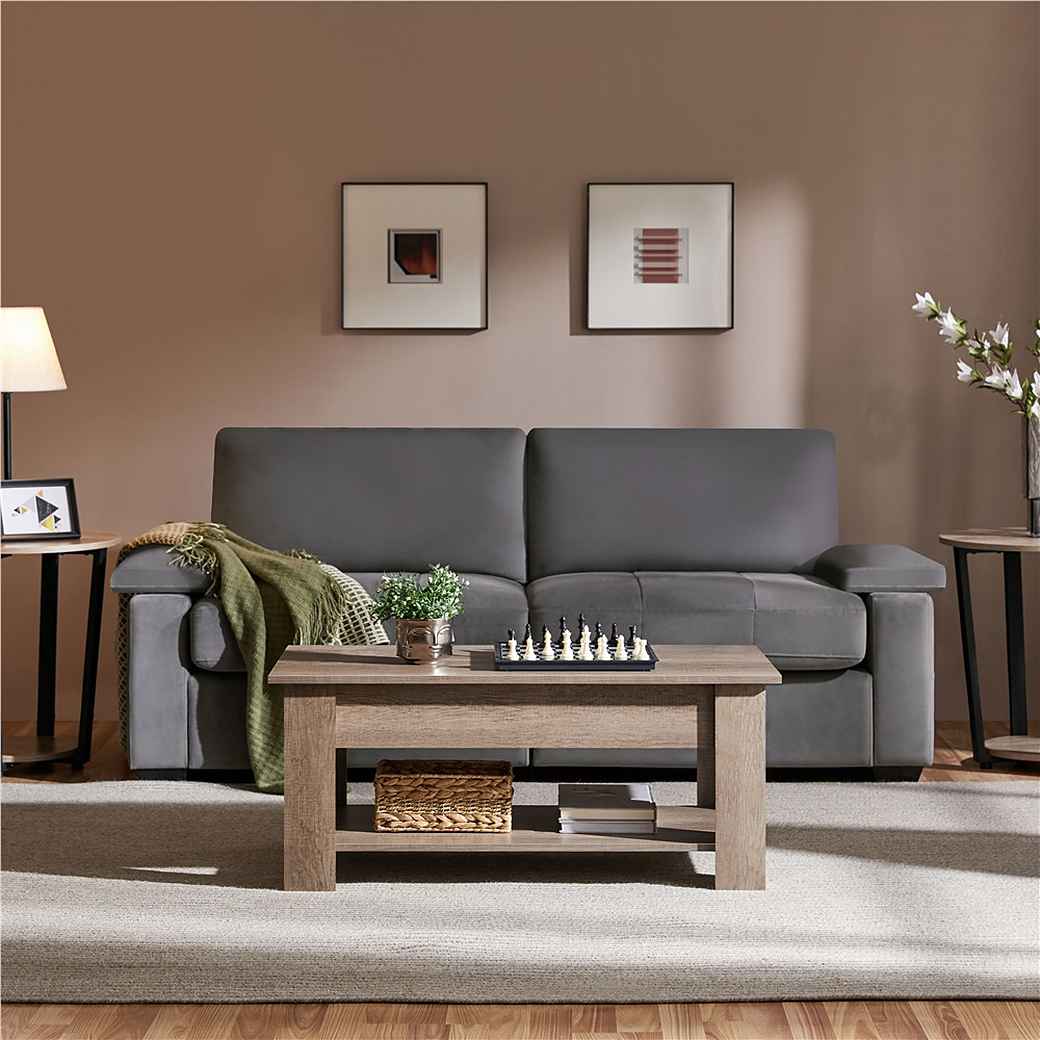 Yaheetech Salontafel met Lift-Top – Grijs – 98 x 50 x 41,8/56 cm – In hoogte Verstelbaar met Opbergruimte