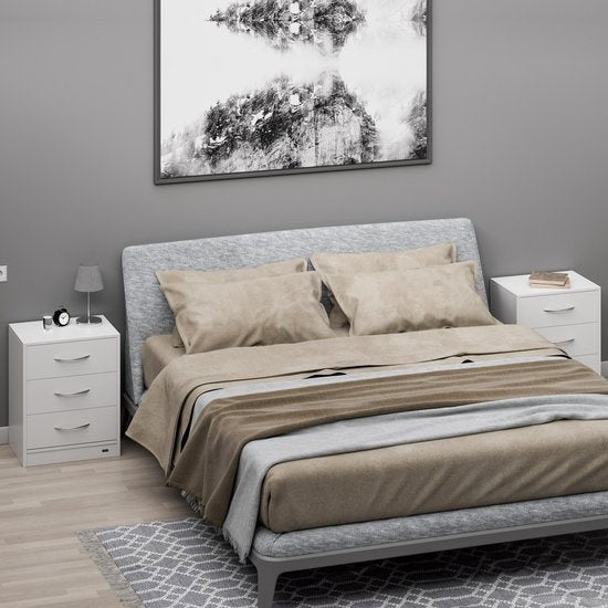 Casaria Nachtkastje Eloise – 3 Laden 54x39x28cm – Wit