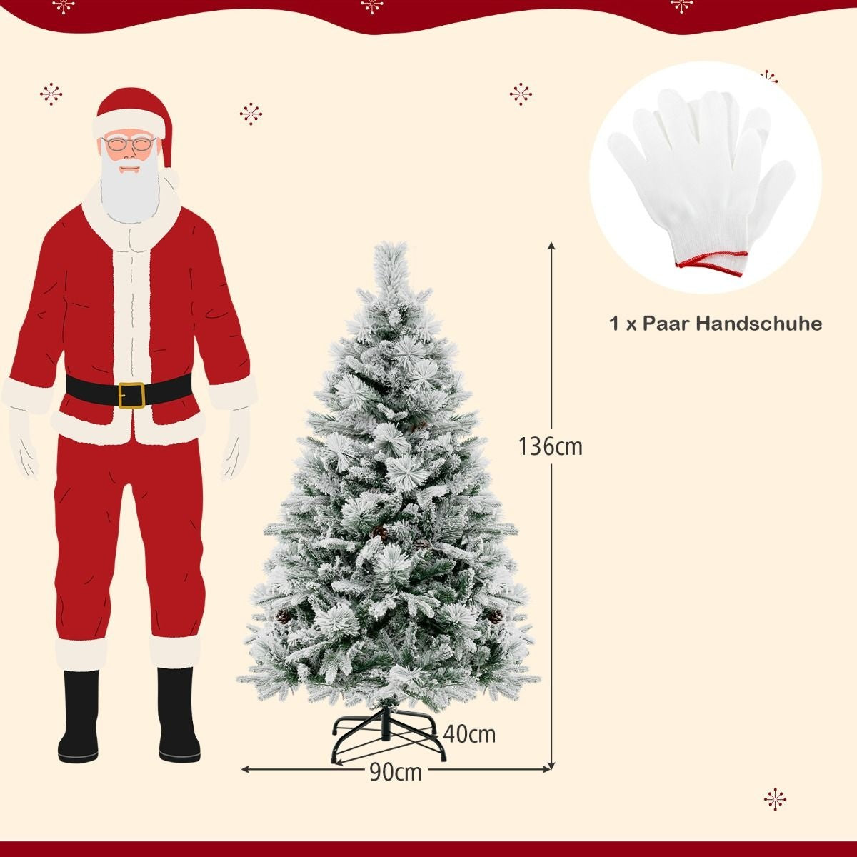 Coast Kunstkerstboom met Sneeuw en Kleurrijke LED-lampjes - 8 verschillende lichtmodi - 136cm
