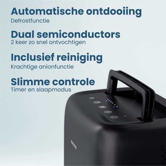 Auronic Luchtontvochtiger Mini - Geschikt voor Woonkamer, Kantoor, Slaapkamer, Babykamer en Meer - Stil - Zwart