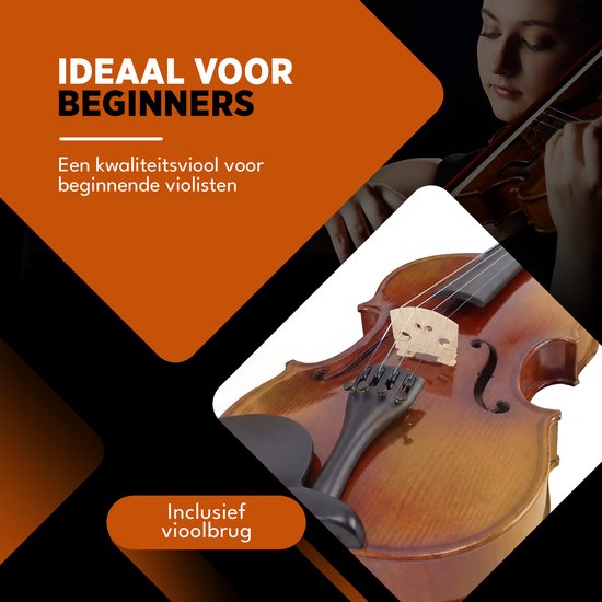 Finesse Viool Starterset - met Koffer & Accessoires - 4/4 - Viool Muziekinstrument - Paris