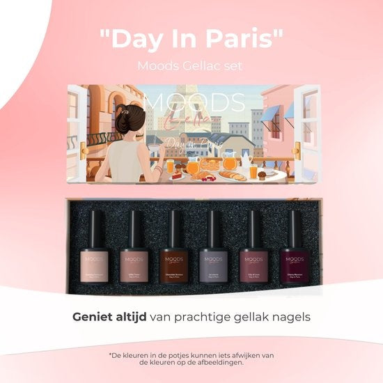 Moods Gellac 6-delige Set - Gel Nagellak - Donkere Nude Kleuren- 8ML - Day in Paris - Gellac - Nagels - Gellak Starterspakket - Caramel Kleuren