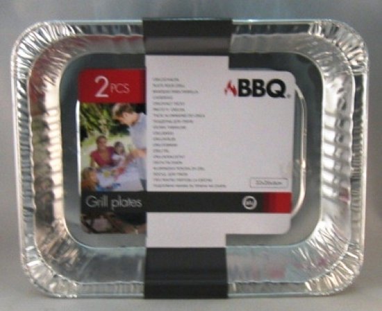 Set van 2x stuks barbecue bereidingsbakken rechthoek 32 x 26 x 6 cm - Vlees grillen - BBQ rooster