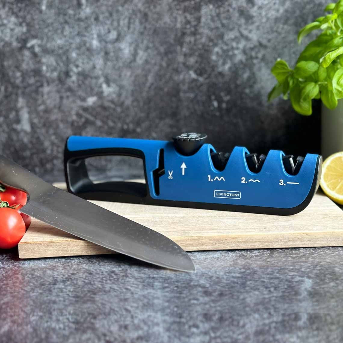 Livington BladeStar 3-in-1 Messenslijper - Instelbare Slijphoek - Drie Fasen Systeem - Voor Messen en Scharen